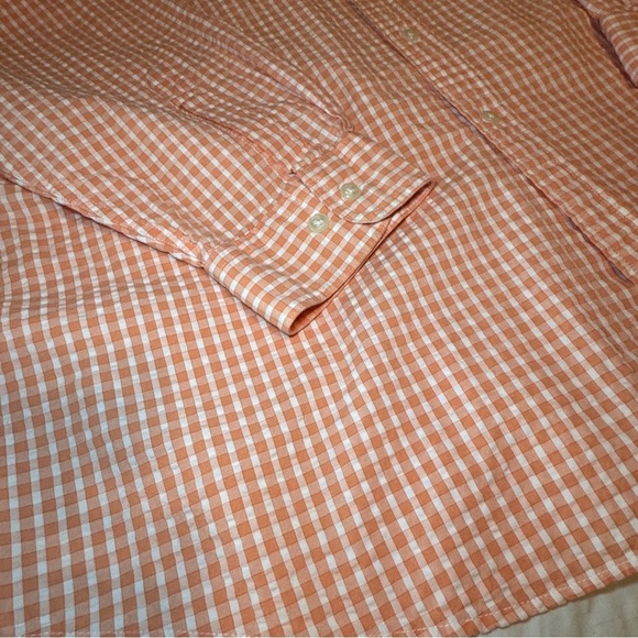 LL Bean Men's Orange Checkered Shirt size XL - Picture 9 of 10